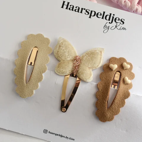 Setje vlinder - beige