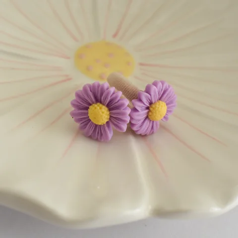 Haarelastiekjes - paarse madeliefjes 