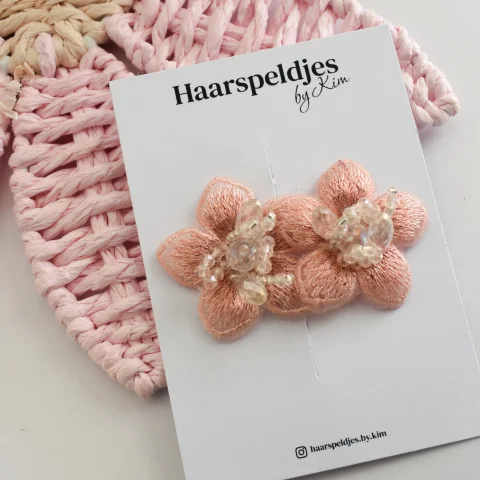 Shiny Flower - Alligator clip roze 