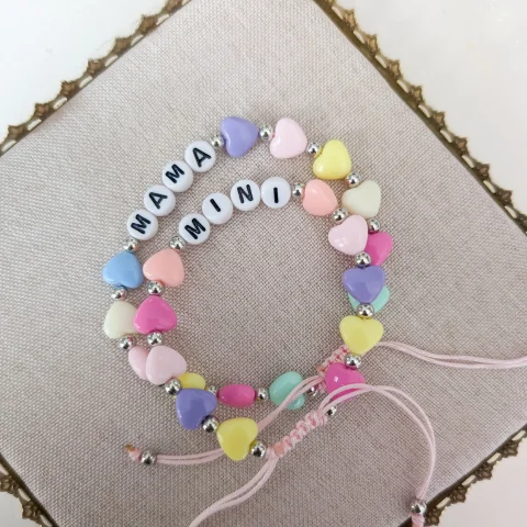 Moeder - dochter armbandje hartjes 