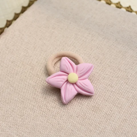 Polymeerklei haarelastiekje - pink flower